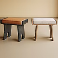 Modern Sofa Stool Fabric Square Sofa Stool Shoe Changing Stool Low Stool 3d model