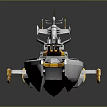 Sci Fi Warship Model With Futuristic Gray Yellow Design Turrets And Antennas