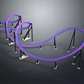 Curved Sculptural Track Structure With Purple Blue Rails And Black Supports
