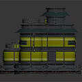 Futuristic Yellow And Black Multi Level Building Structure With Rounded Tops Platforms And Mechanical Details 3d model
