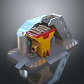Futuristic Industrial 3D Structure Model With Yellow Gray Silver Mechanical Components 3d model