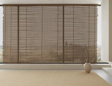 Country Style Wood Curtain Japanese Roller Curtain Bamboo Curtain Blackout Curtain Carpet Vase Branches 3d model