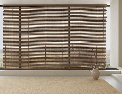 Country Style Wood Curtain Japanese Roller Curtain Bamboo Curtain Blackout Curtain Carpet Vase Branches 3d model