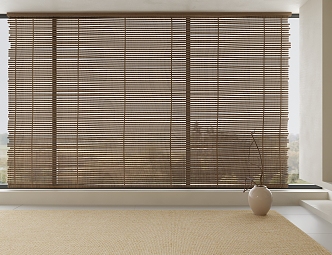 Country Style Wood Curtain Japanese Roller Curtain Bamboo Curtain Blackout Curtain Carpet Vase Branches 3d model