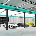 Modern 4S Shop Interior Design With Tire Display Shelves And Car Accessories