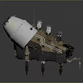 Industrial Mechanical Machinery Featuring Metal Shell Multiple Pipes Claw Legs And Glowing Elements