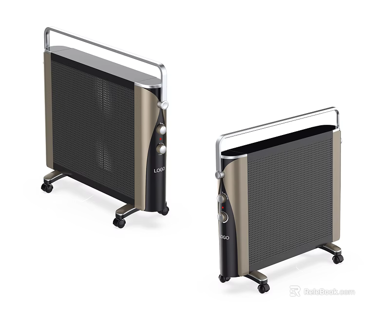 Modern Portable Electric Heaters With Wheels And Control Panel Design 3d model