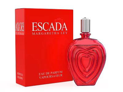 ESCADA Red Heart Shaped Eau De Parfum Perfume Bottle With Original Packaging Box 3d model