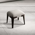 Modern Minimalist Sofa Stool With Upholstered Light Gray Seat And Wooden Legs In Minimalist Interior
