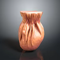 Brown Pleated Decorative Vase With Glossy Texture For Home Decor On Dark Surface