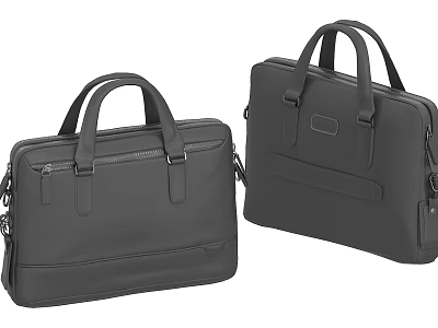 Black Leather Briefcases With Top Handles Zipper Closures And Professional Design Details 3d model