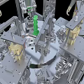 Automated Industrial Production Machinery With Transparent Protective Cover Mechanical Components And Green Conveyor Belt