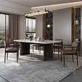 Modern Restaurant Home Dining Table and Chair Combination 3d model