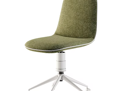 Green Upholstered Office Chair With Modern Design White Base And Swivel Wheels 3d model