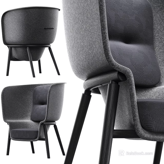 Modern Single Sofa With Comfortable Fabric Upholstery Ergonomic Backrest And Wooden Legs 3d model 
