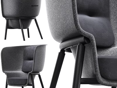 Modern Single Sofa With Comfortable Fabric Upholstery Ergonomic Backrest And Wooden Legs 3d model