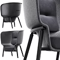 Modern Single Sofa With Comfortable Fabric Upholstery Ergonomic Backrest And Wooden Legs