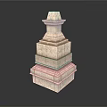 Solid Stone Tower Structure With Multi Layered Carved Textured Design