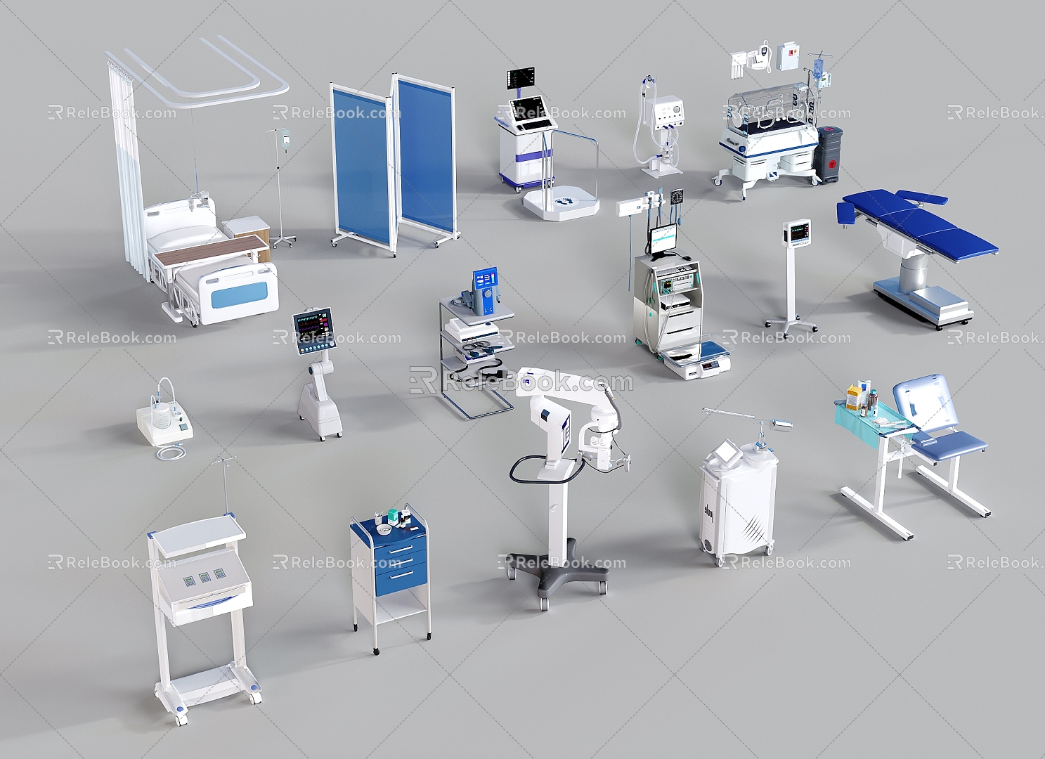 Modern Medical Equipment Medical Examination Equipment Bed Medical Equipment Screen 3d model