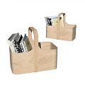 Wooden Storage Baskets with Magazines Natural Wood Handle for Home Organizing