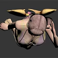 Children's 3D Character Model With Pink Hair Yellow Wings And Pink Dress Standing Pose