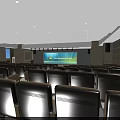 Spacious Conference Hall With Neatly Arranged Seats Wooden Flooring And Ceiling Spotlights
