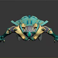 Mythical Warrior Character With Horned Helmet And Green Gold Creature Inspired Armor Design