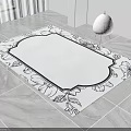 Light Colored Square Rug With Black Border And Floral Pattern On Tile Floor 3d model
