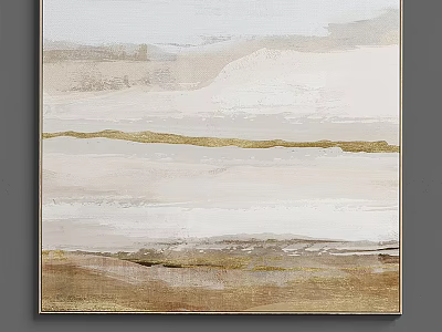 Modern Abstract Canvas Painting With Beige White Gold Brown Textured Tones 3d model