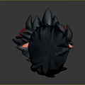 Fantasy Elf Character With Black Hair Red Eyes And Feather Collar In 3D Render