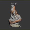 Elegant Ceramic Animal Sculpture as Decorative Furniture Accessory in Orange White Gray
