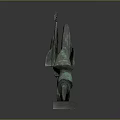 Abstract Bronze Sculpture With Green Patina And Artistic Dynamic Carving Design On Base