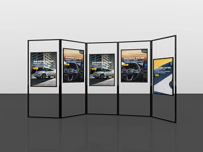 Foldable Exhibition Display Rack With Multiple Panels Showing Car 3d model