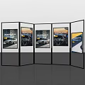 Foldable Exhibition Display Rack With Multiple Panels Showing Car