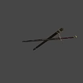 Two Crossed Medieval Swords With Sharp Metal Blades Red Wrapped Handles And Golden Decorative Accents
