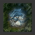 3D Terrain Model Featuring Mountain Peak With Green Vegetation And White Snowy Top