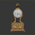Antique Decorative Clock With Golden Carvings Pink Base Round Dial And Ornate Top