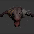 Mythical Fantasy Animal With Red Horned Head Tattered Clothing And Sharp Claws Standing