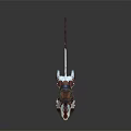 Fantasy Adventurer Riding White Red Mythical Beast With Antlers And Multiple Tails
