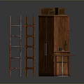 Various Wooden Furniture Collection With Wardrobe Dressing Table Ladder And Stool