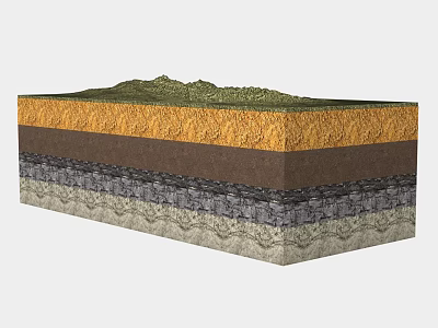 Aerial Planning of Geological Profile with Layered Soil Rock Strata and Vegetation Cover 3d model