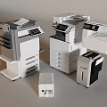 Modern Multifunctional Office Appliances With Printers Scanners And Copiers 3d model