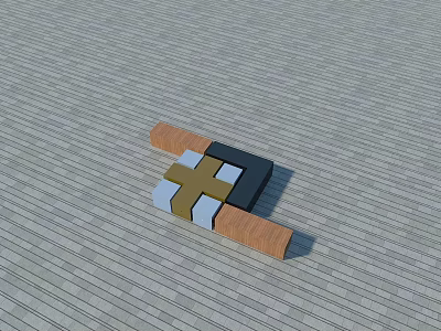 Stylish Outdoor Chair With Wooden And Colored Blocks On Gray Wooden Floor 3d model