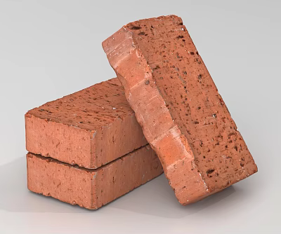 Stacked Red Bricks As Essential Construction Components With Durable Structure And Classic Texture 3d model