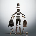 Fantasy Adventure Clothing Set With Helmet Top Pants Cloak Boots And Bow Arrows On Mannequin