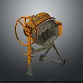 Orange Concrete Mixer Construction Equipment with Wheels and Mixing Drum