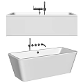 Sleek White Freestanding Bathtub With Black Faucet And Minimalist Modern Design
