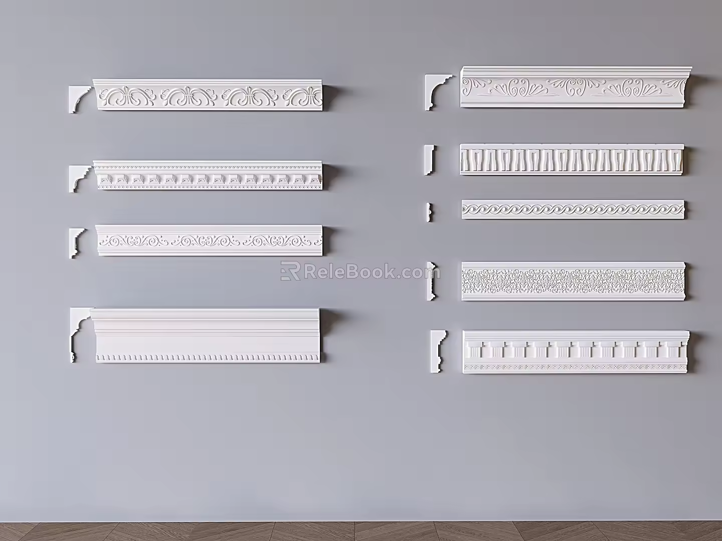 French plaster line carved plaster line overcast corner line ceiling corner line skirting line decorative line 3d model