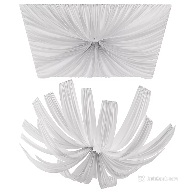 Elegant White Pleated 3D Sculptural Decor Pieces For Modern Interior Design 3d model 