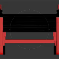 Red Japanese Style Arch Bridge With Black Deck Railing And Decorative Posts